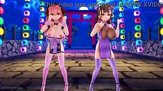 I watch this 3d animation of two asian girls dancing to the music