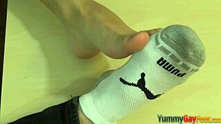 Twinks get cum on their hot feet.