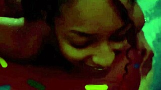 getting that awesome blowjob from the sexy black babe in the motel pool is insane!