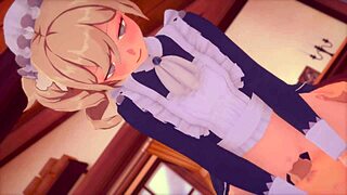 Hey, check out these hot maids from Jean Genshin Impact in 3D action!