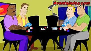 gay animated characters play card game