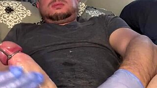 This flexible guy uses toys for hardcore masturbation. He comes through the plug with big cock fetish