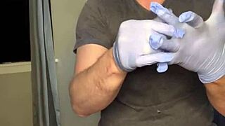 This flexible guy uses toys for hardcore masturbation. He comes through the plug with big cock fetish