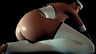 Naughty nun rides anal dildo in wild 3D.