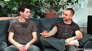 Aiden Blue experiences his first massive gay cock sucking and fucking!