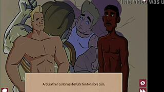 Beautiful shemale with big cans in a brothel in an anime porn game