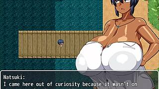 Tanned girl Natsuki helps the captain with a handjob