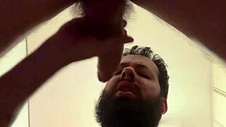 Bearded man participates in a group activity full video