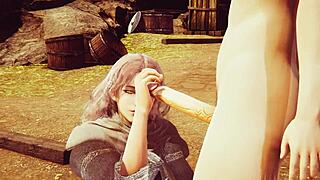 i watch melina deepthroating in this uncensored 3d hentai, her big tits bouncing as she takes the huge cock.