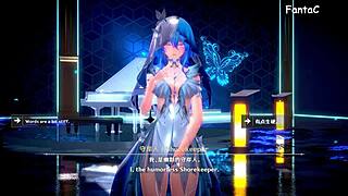 Goddess rides sex machine to creampie orgasm.