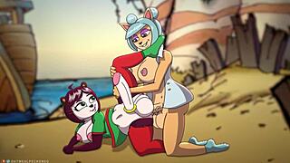 Furry porn with Megumi and Yaya Panda, animated erotica