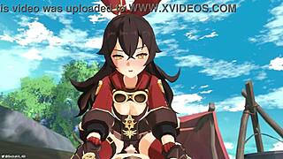 amber feels joy in genshin impact with aether