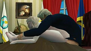 in this wild story, her sister gets fucked by donald trump in a scandalous sex tape, riding cowgirl with her curvy big ass and blonde tits, ending in creampie and facial