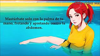 Naughty Hentai Girl Guides Jerk Off Contest in Pool with Footjob Instructions