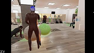 Young girl bent over for anal assfucking with monster cock in gym!