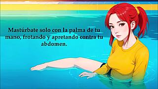 Naughty Hentai Girl Guides Jerk Off Contest in Pool with Footjob Instructions