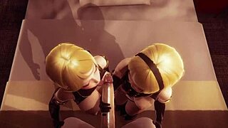 twins from nier automata in 3d hentai anime orgy