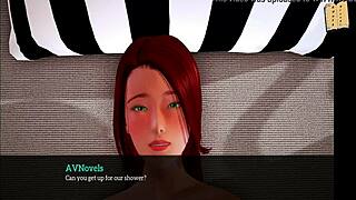 Watch this shaved redhead anime babe dive into muff with tits and ass exposed!