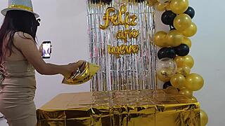 Hot Executive Celebrates New Year At Work