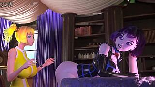 Busty girls ride multiple cocks in wild 3D cartoon threesome