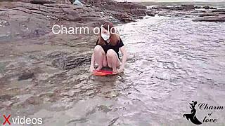 Filipina model bent over by sneaky photographer for action