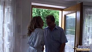 Fat Plumber Bangs Skinny Blonde Teen and Cums in Mouth!