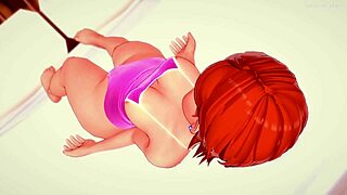 Gwen Tennyson gives a sensual massage to a huge cock in her adult swimsuit.