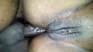 filling that black babe's ass with cream in homemade vid