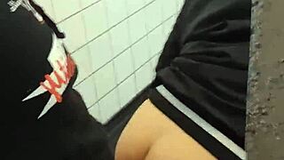 In the gym bathroom, these guys get wild with sheer excitement and action