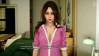Beautiful Asian woman in bra and big boobs in the anime porn video
