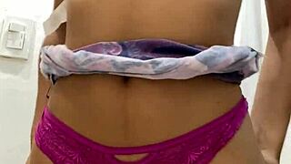 Cute Teen Lifts Skirt for Playful Tease