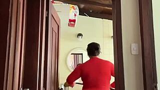 my cute milf neighbor masturbates to creampie in the bathroom