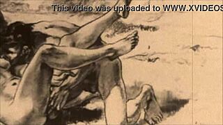 Vintage erotic art captures timeless sensual charm.