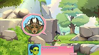 yo, young orc girl face-sits lucky boy in game!