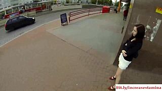 out-of-town gal gets bent over and fucked doggystyle with blowjob and facial outside 😏