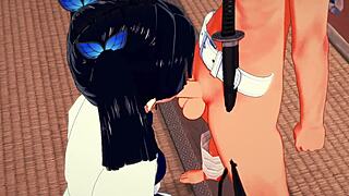 aoi kanazaki sucks tanjiro's cock?