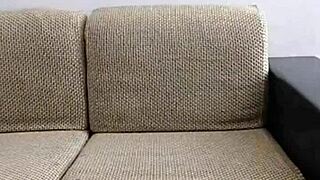 Pink shirt sissy crossdresser shemale RIDES in black mini skirt with BIG BUTT action.