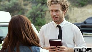 i try missionary with this teen brunette