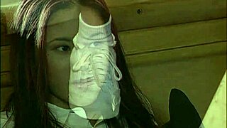 Petite Asian Lucy slams hard with big cock action in gym.