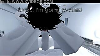 Fucking a shemale rabbit toy in a furry-themed scene