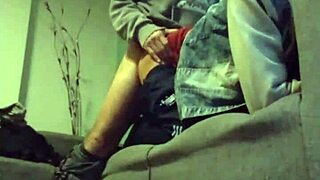 Gay porn with homemade scenes of blowjob and anal sex on the couch