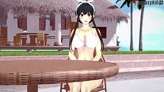 yor forger in bikini gets spied on during pool sex pov