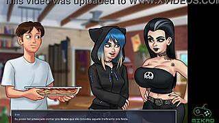 Hey, catch Summertime Saga Ep 87 with a sneaky plan for busty Odette and redhead Gracce in this wild cartoon!