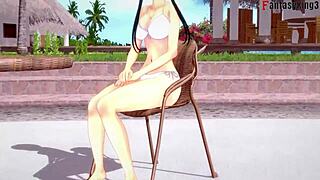 yor forger in bikini gets spied on during pool sex pov