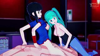 Bulma and Chichi Make a Threesome with Monster
