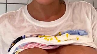 i'm stunned by this busty chubby teen in a wet backstage shower with a huge facial pov.