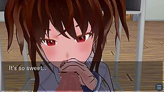 karin gives oral under the desk in school blazer