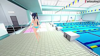 Cartoon Akeno Craves Public Pool Action
