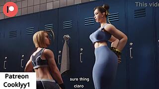 Cammy and Chun Li get wild with anal at the gym.