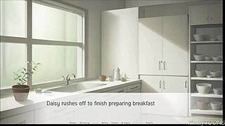 Big cock thigh job in kitchen hentai scene! 🍆🔥